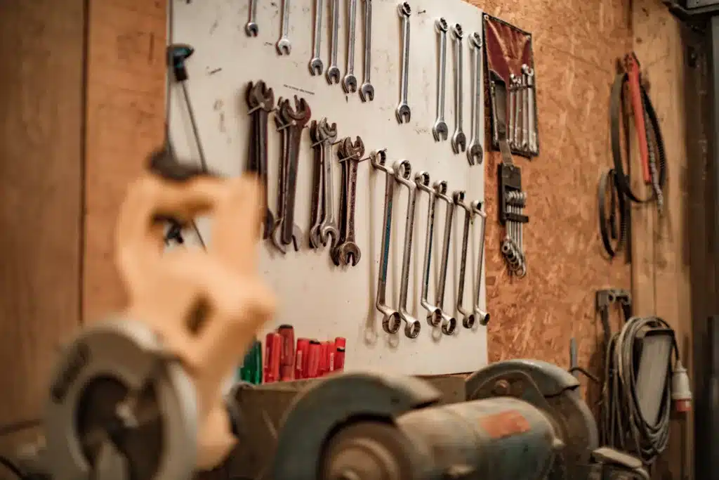 Mechanic tools on wall